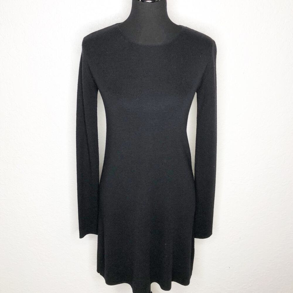 DKNY Essentials black wool long sleeve tunic dress size P